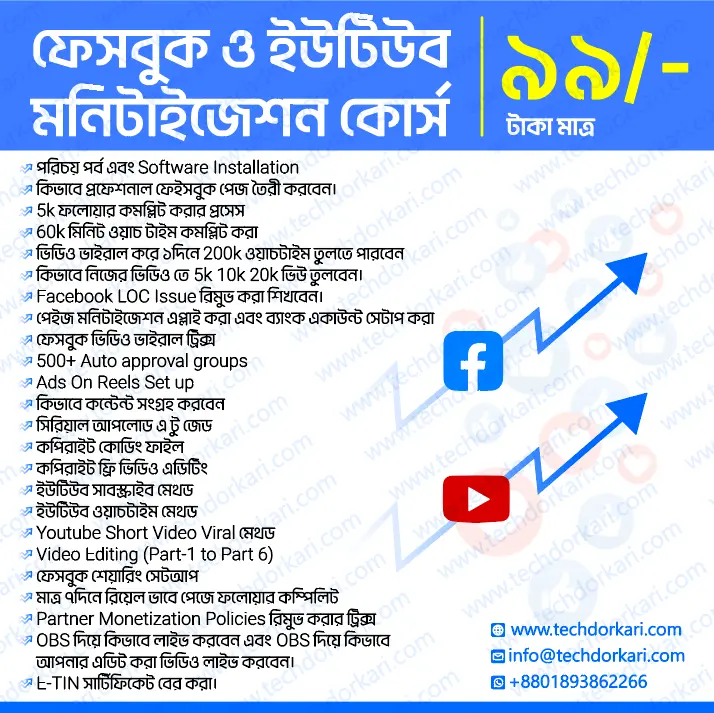 ফেসবুক এবং ইউটিউব মনিটাইজেশন কোর্স